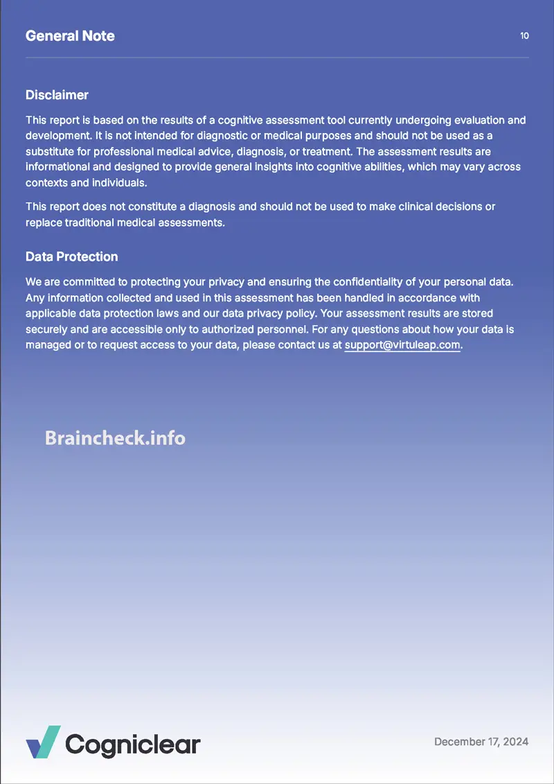  Cogniclear neuropsychological assessment report